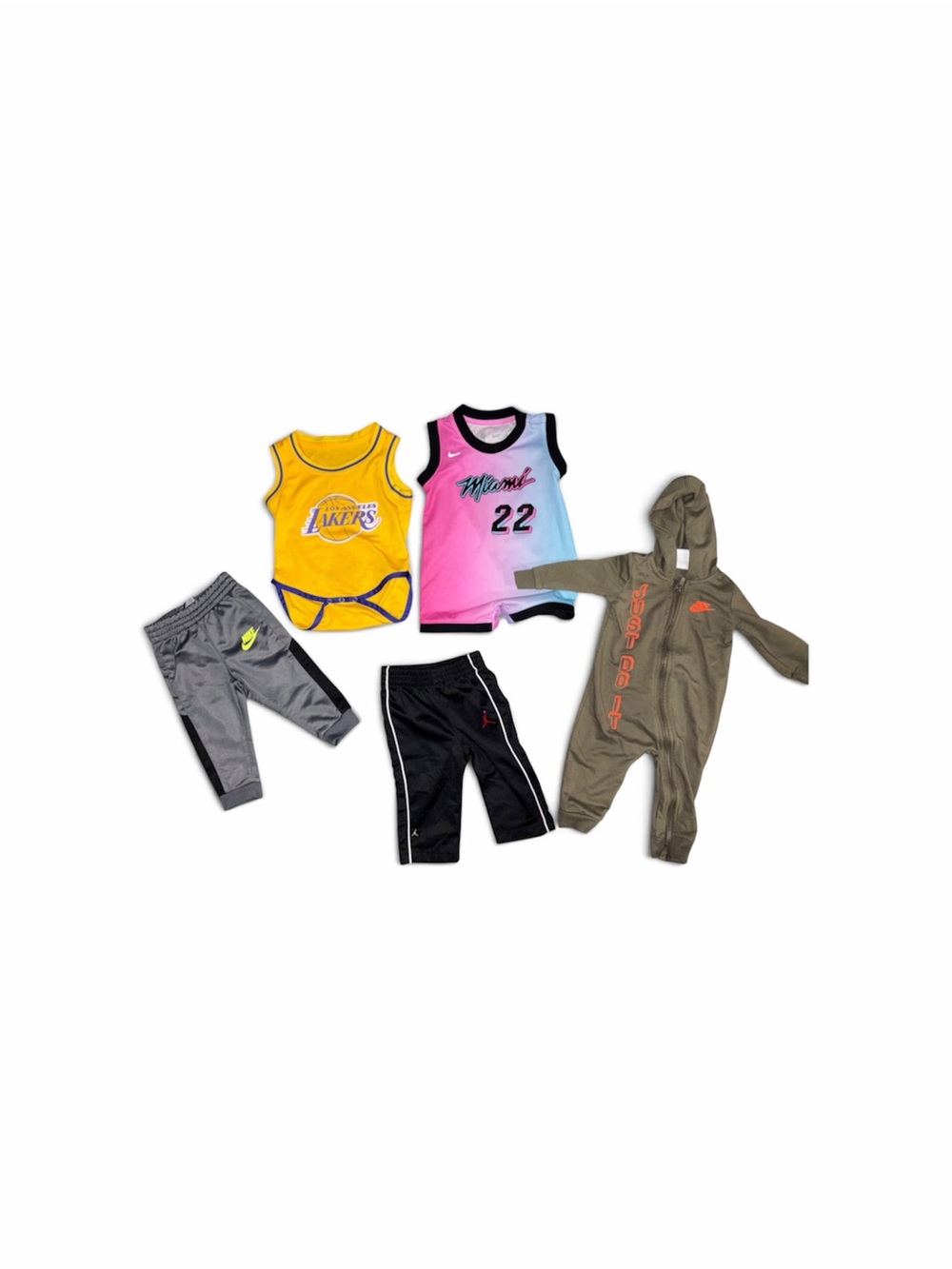 Nike+Jersey Lot Yellow, Pink-Blue Gradient Jersey & Athletic Pants Bundle